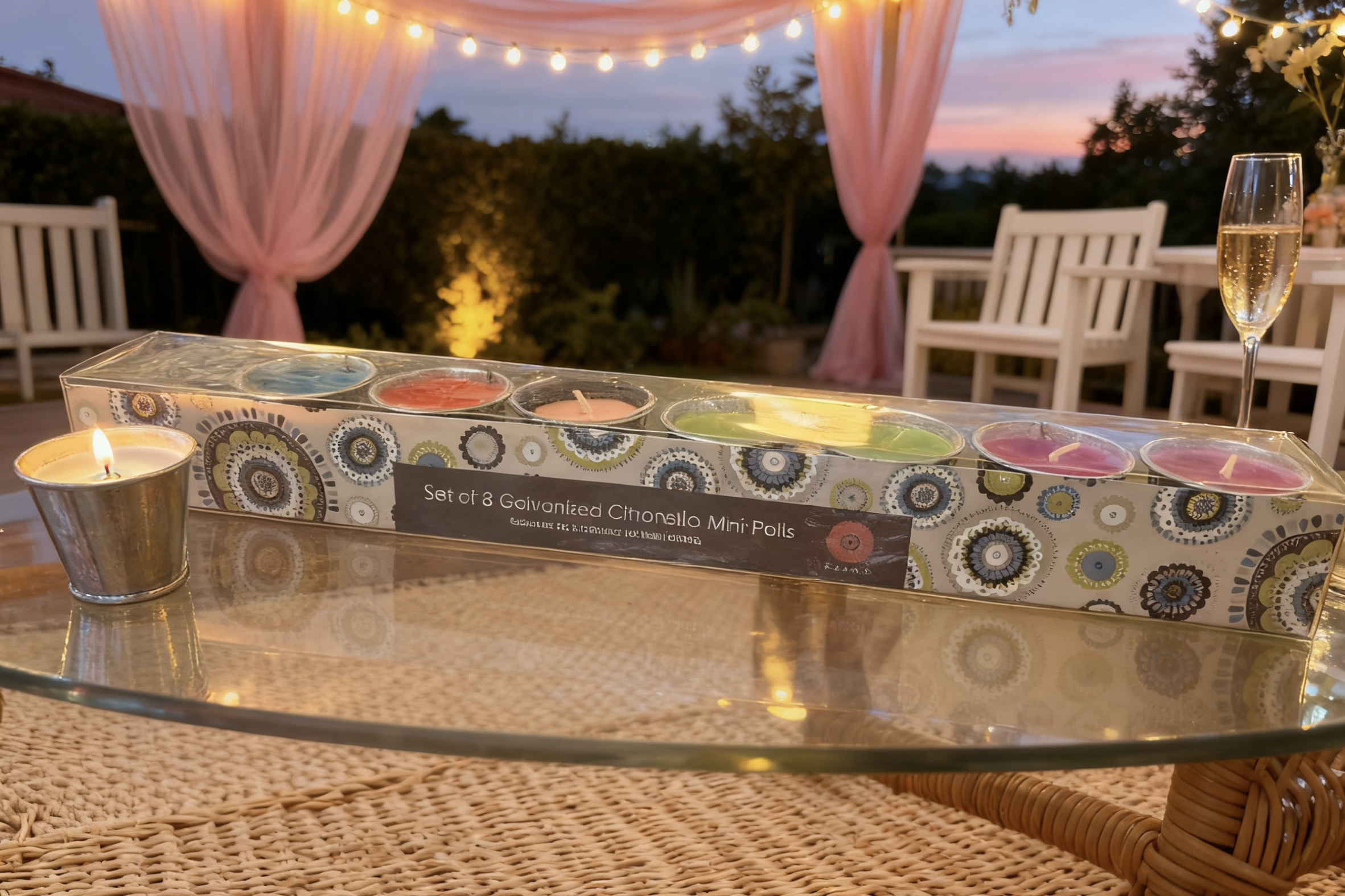 8pk Mini Galvanized Pots Filled Candles